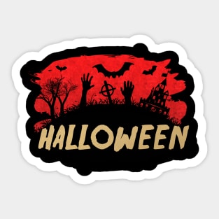 Scary Bloody Cemetery Halloween Undead Party Sticker